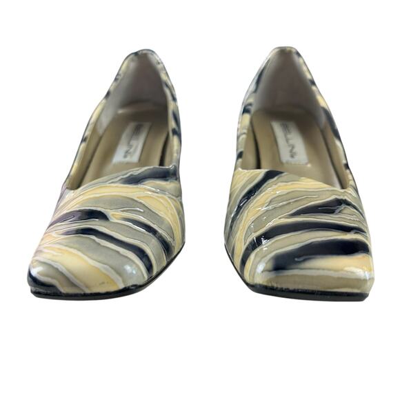 Bellini Margie Pumps Women Size 9M Cream Black Gray Patent Leather Classic Heels - Picture 6 of 11